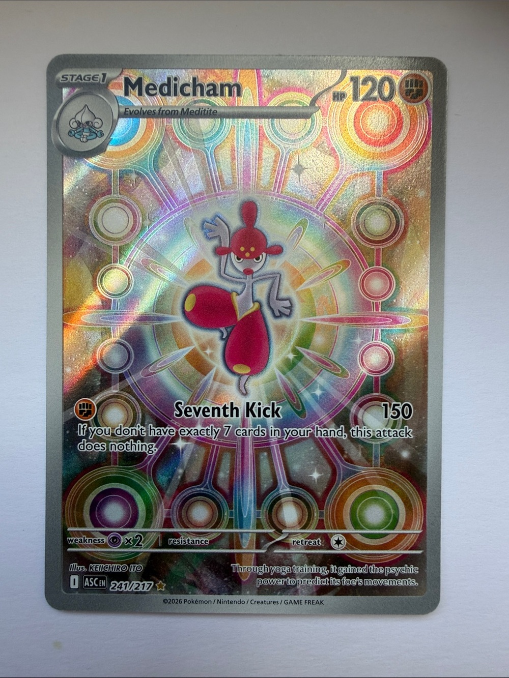 Pokemon Medicham Rare Full Art - Pink, Yellow, Green - ascended hero’s